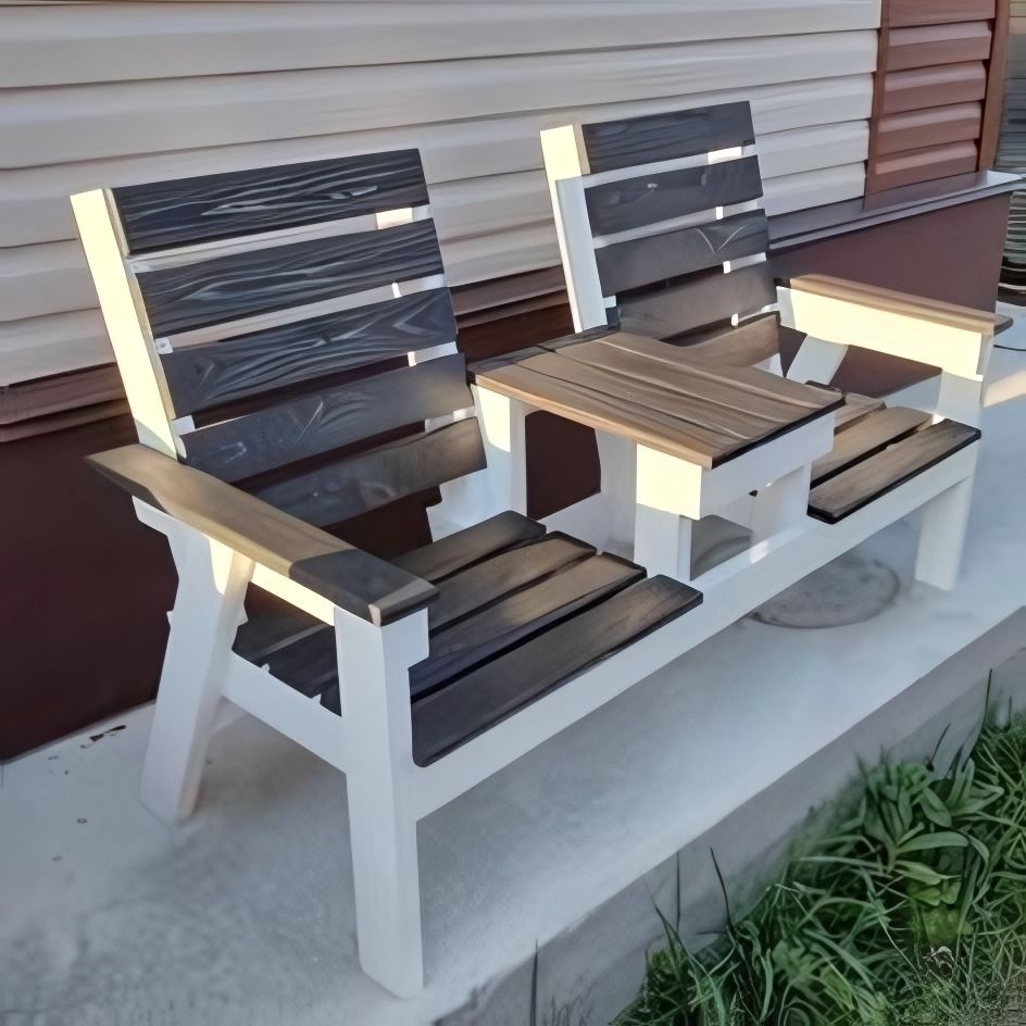 Two-Tone Slat Companion Bench