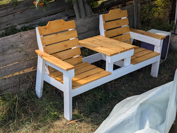 Rustic White Duo Bench