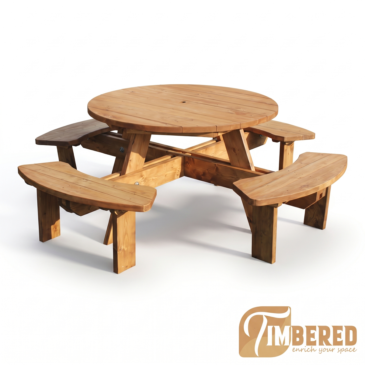 Round Picnic Table Set - white background