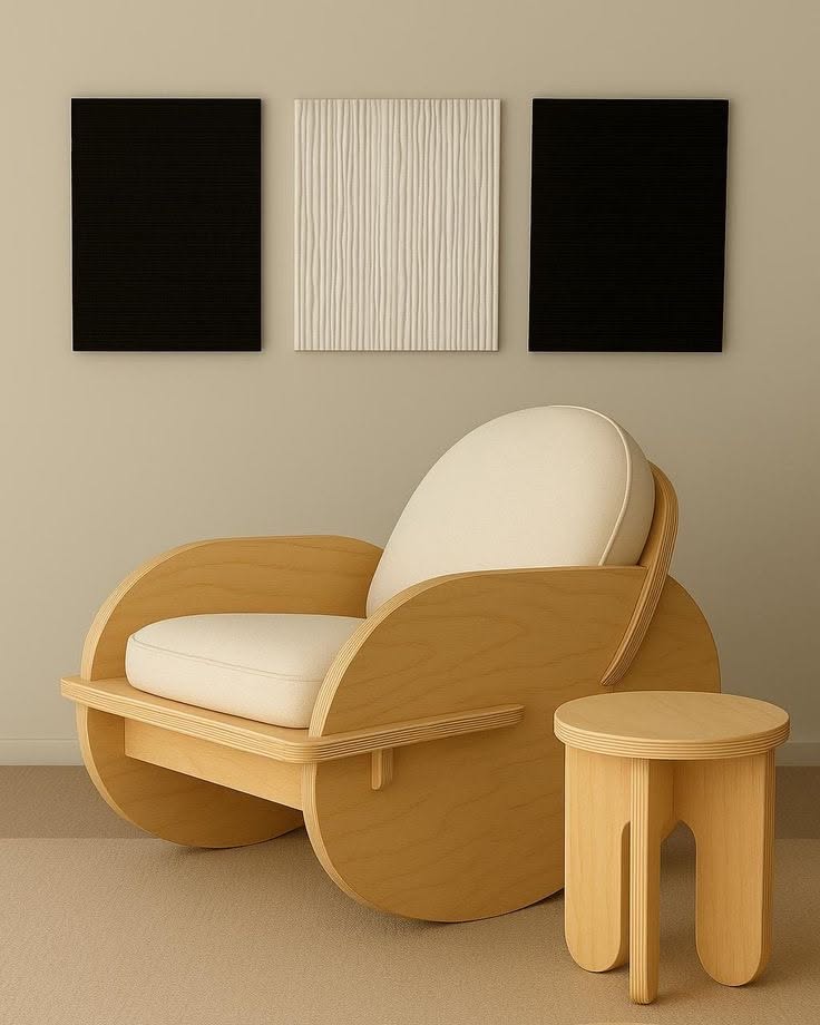 Flat-Pack Lounge Chair and Stool Set
