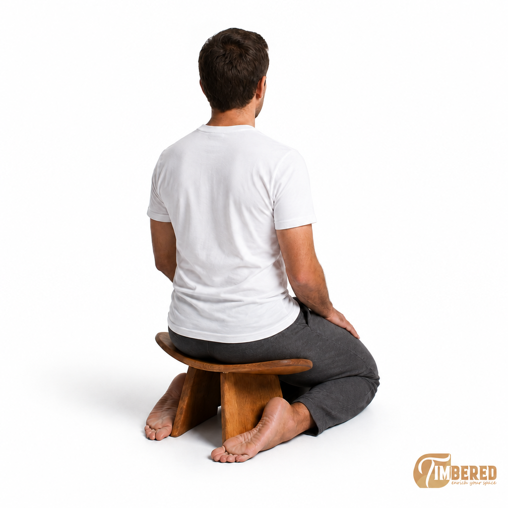 Seiza Meditation Stool in use