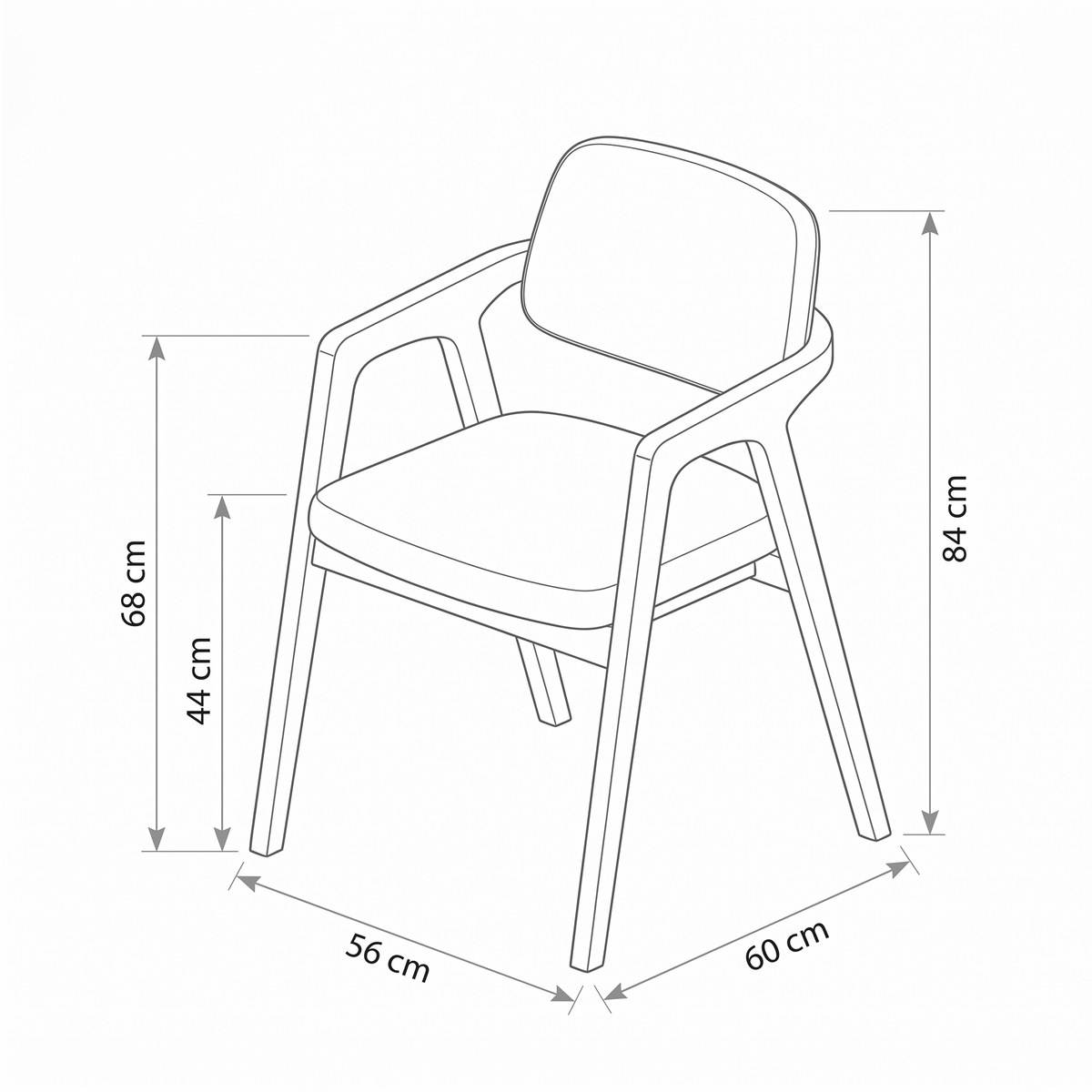 Arc Dining Armchair - dimensions