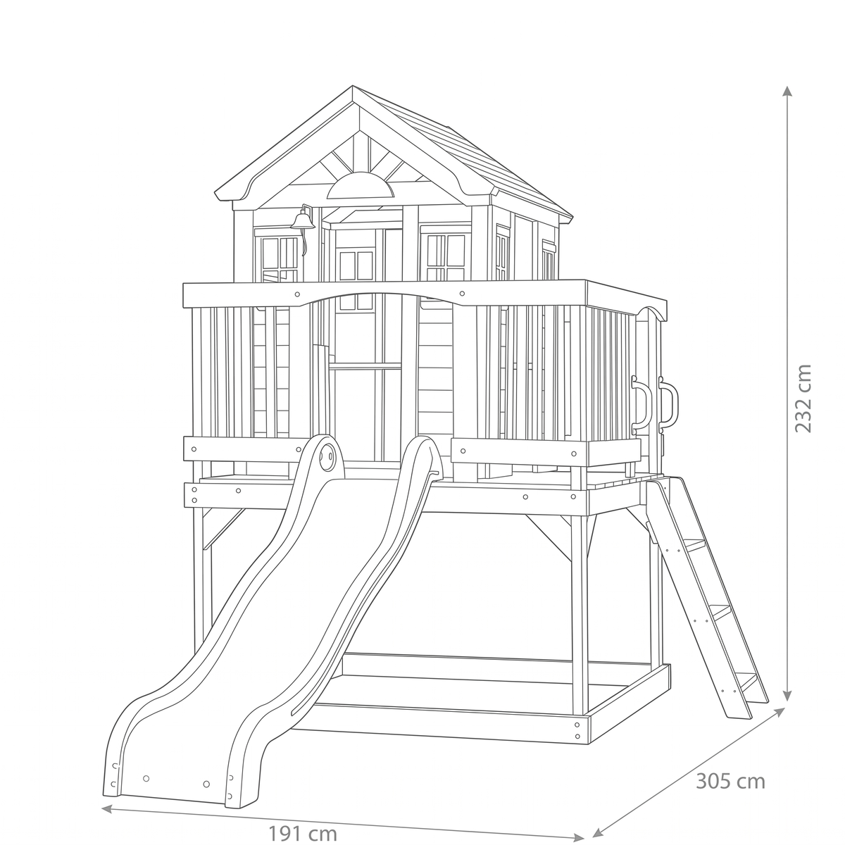 Monochrome Lookout Playhouse - dimensions