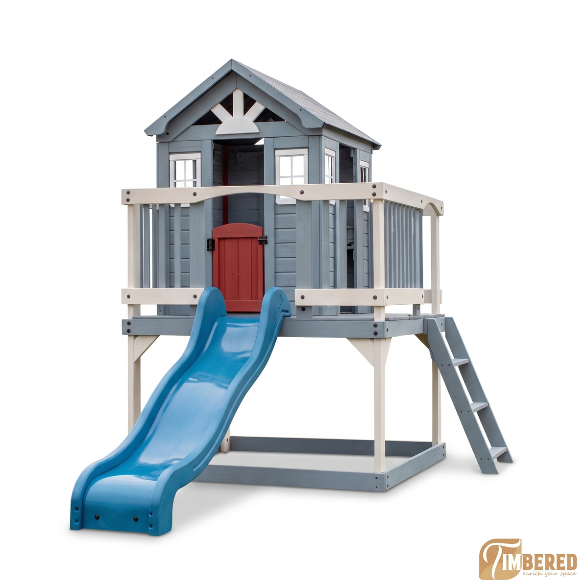 Coastal Blue Lookout Playhouse - white background