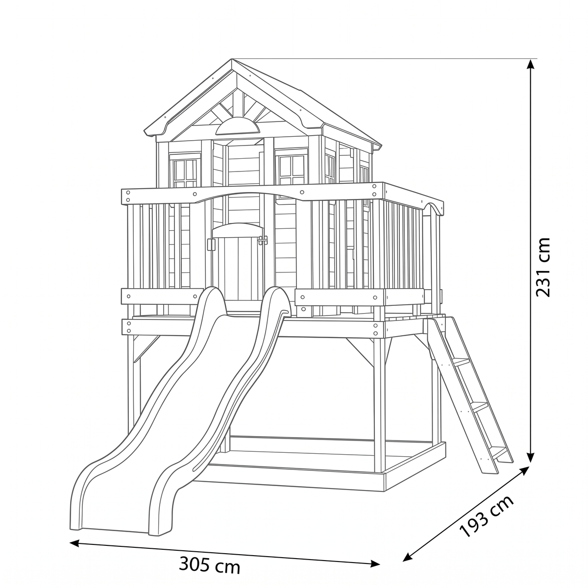 Coastal Blue Lookout Playhouse - dimensions