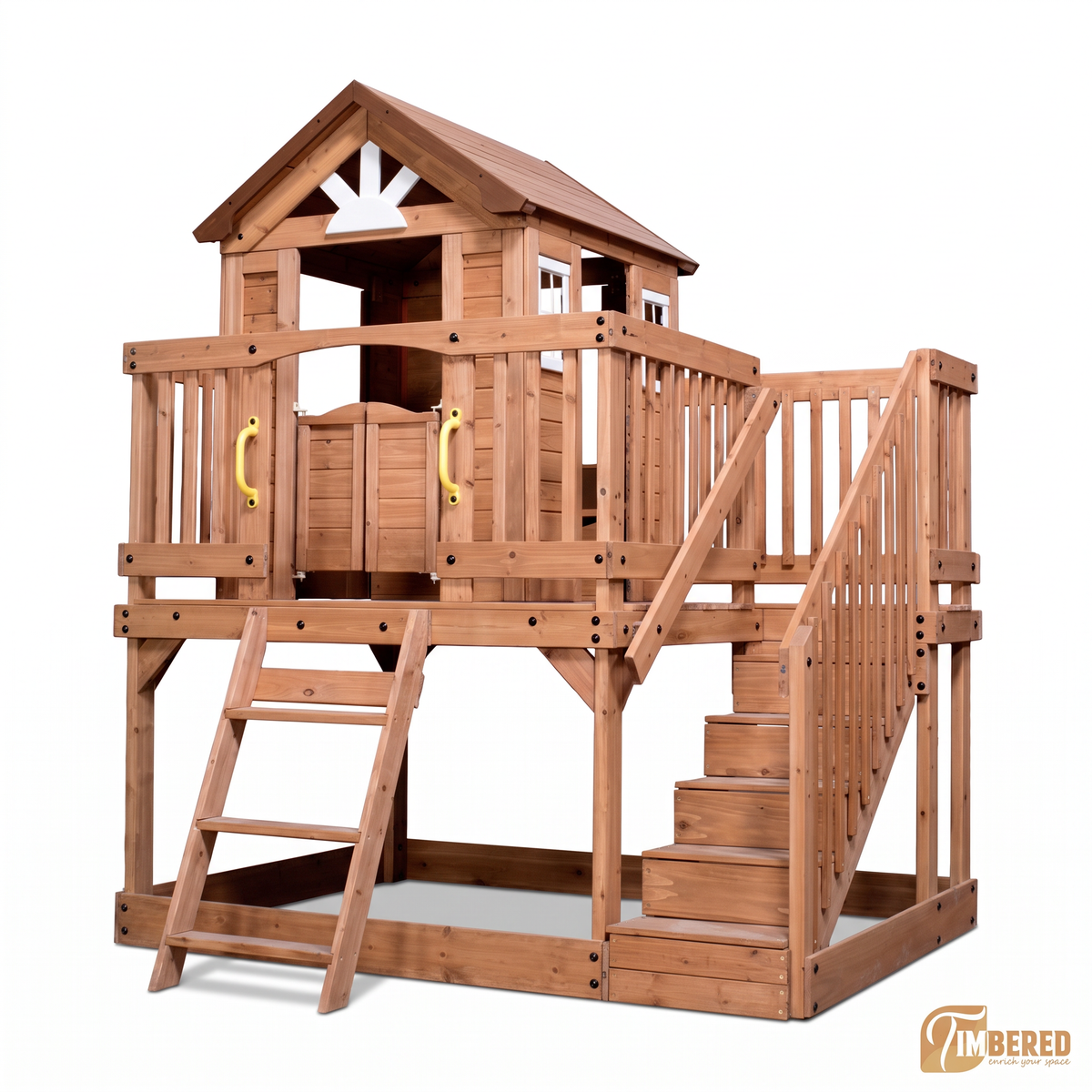 Twin-Access Treehouse Playhouse - white background