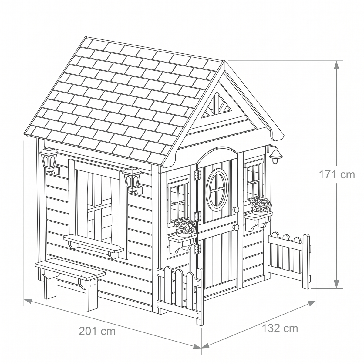 Garden Cottage Playhouse - dimensions