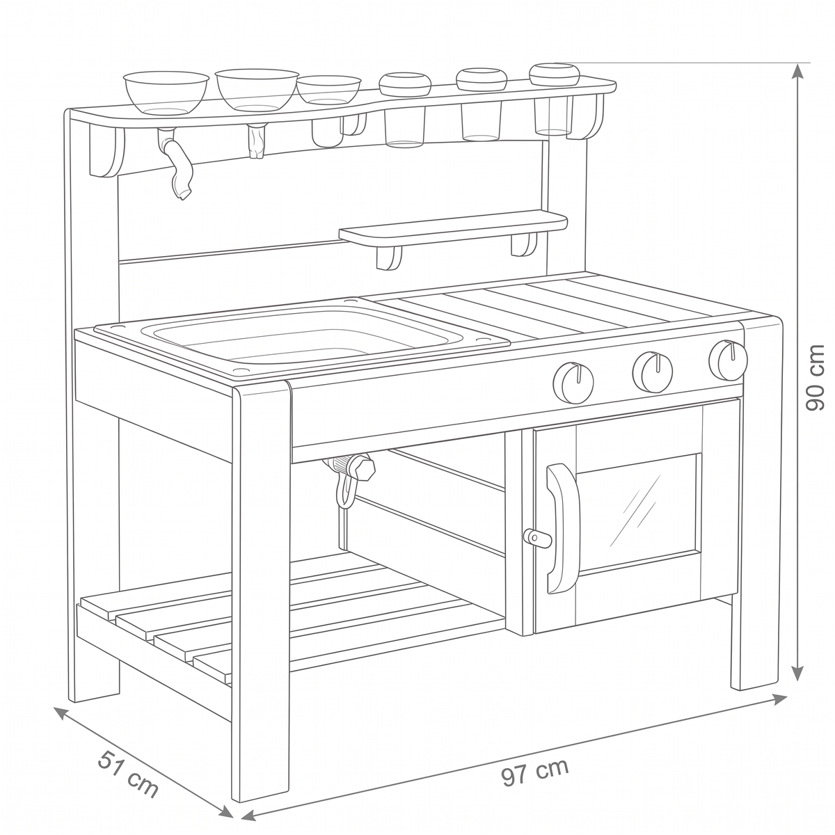 Garden Mud Kitchen – dimensions sketch
