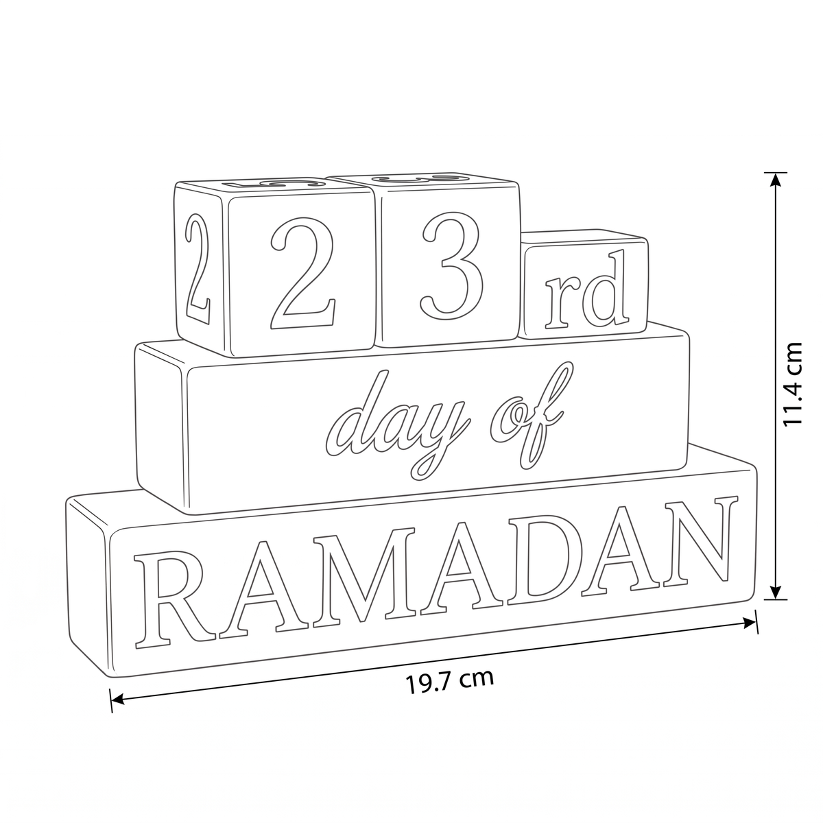 Ramadan Calendar Blocks – dimensions sketch