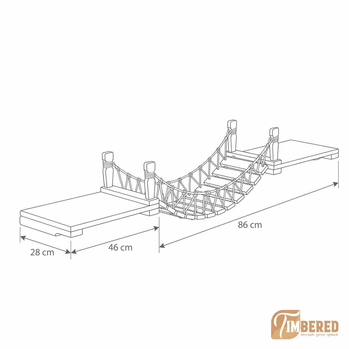 Cat Bridge & Shelf Set – dimensions sketch