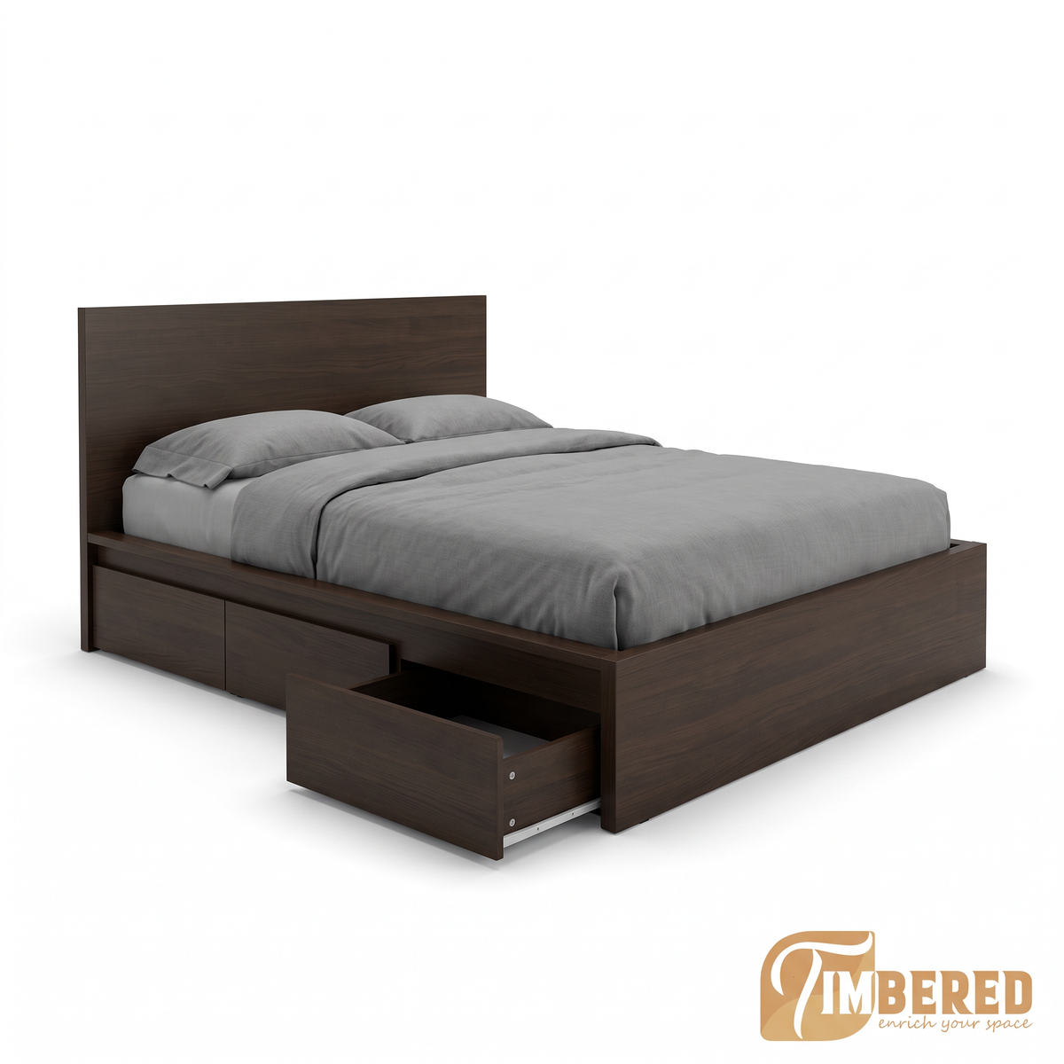 Storage Platform Bed – white background