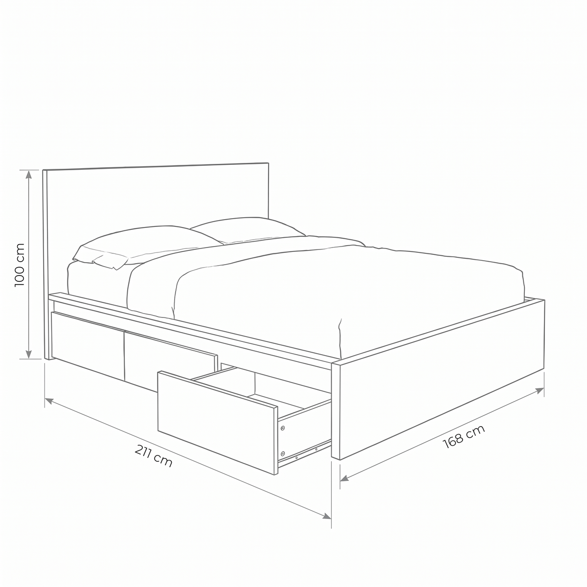Storage Platform Bed – dimensions sketch