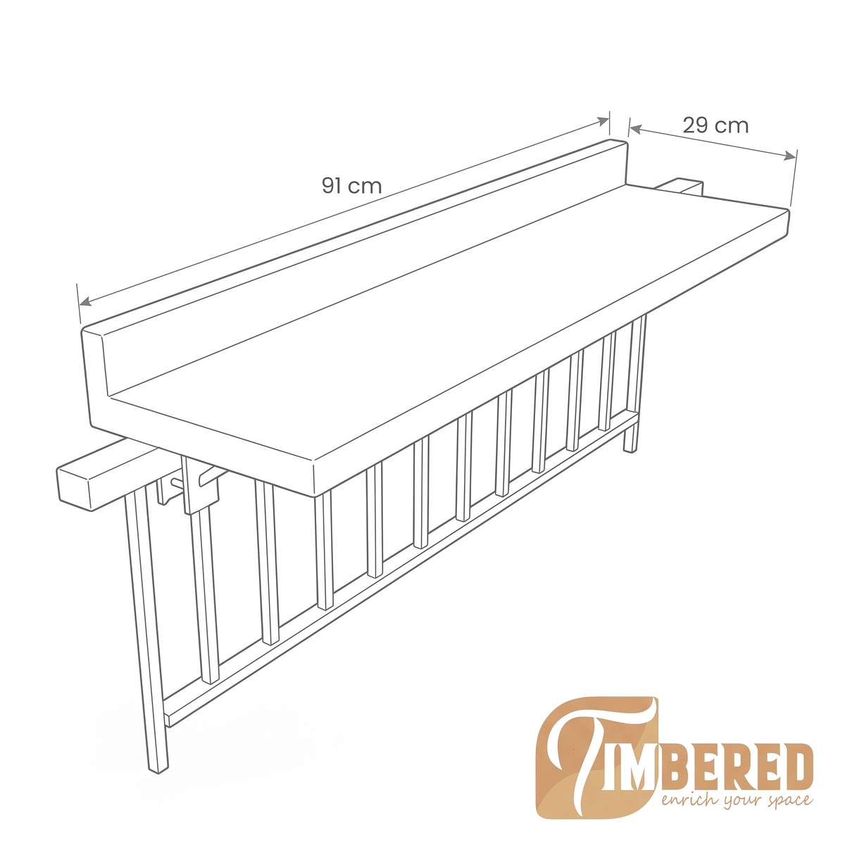 Balcony Railing Bar Table – dimensions sketch