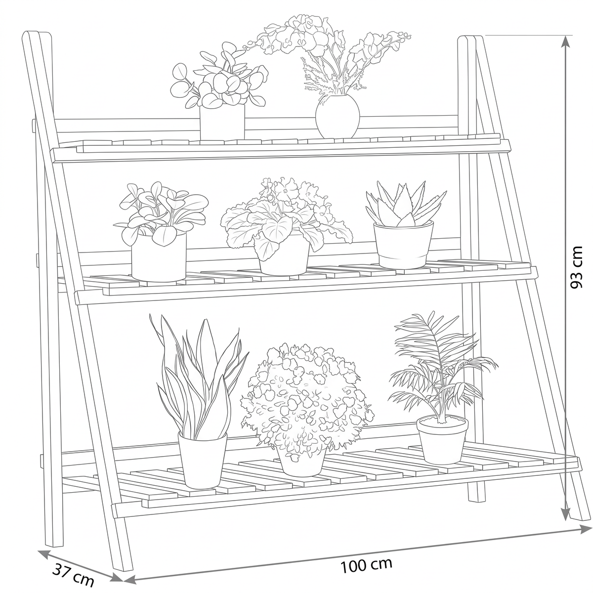 Tiered Ladder Plant Stand – dimensions sketch