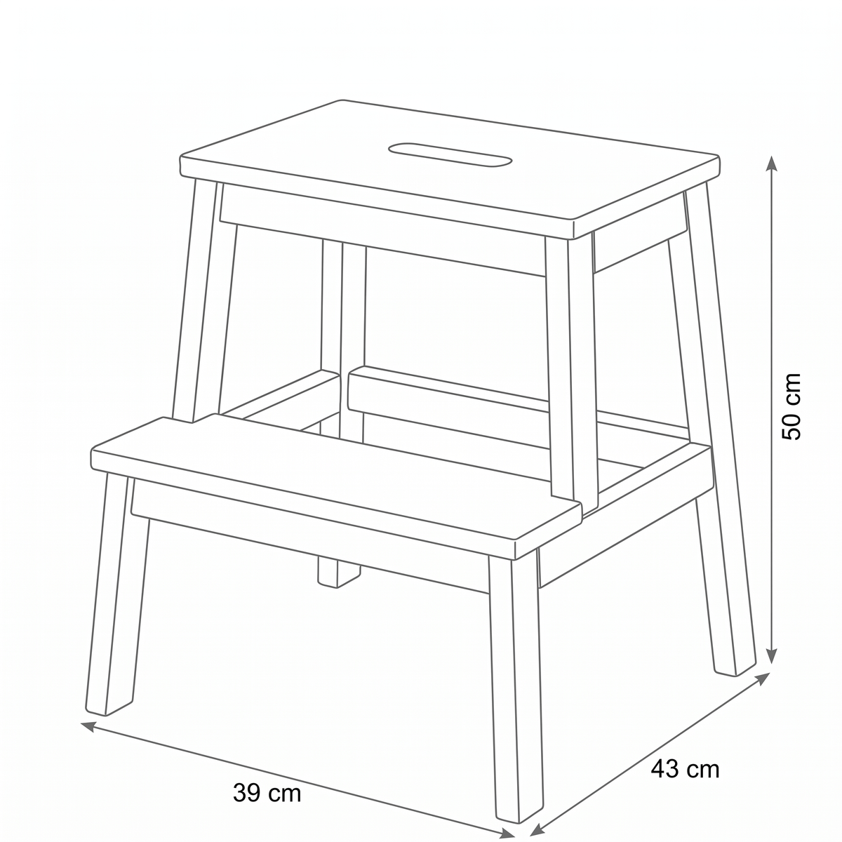 Beech Step Stool - dimensions