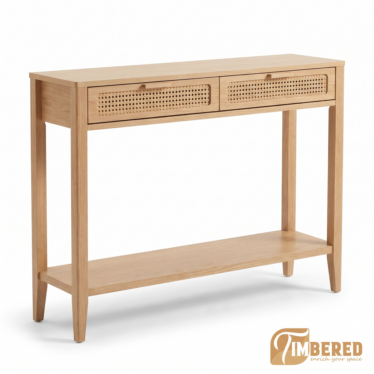 Rattan Console Table - white background