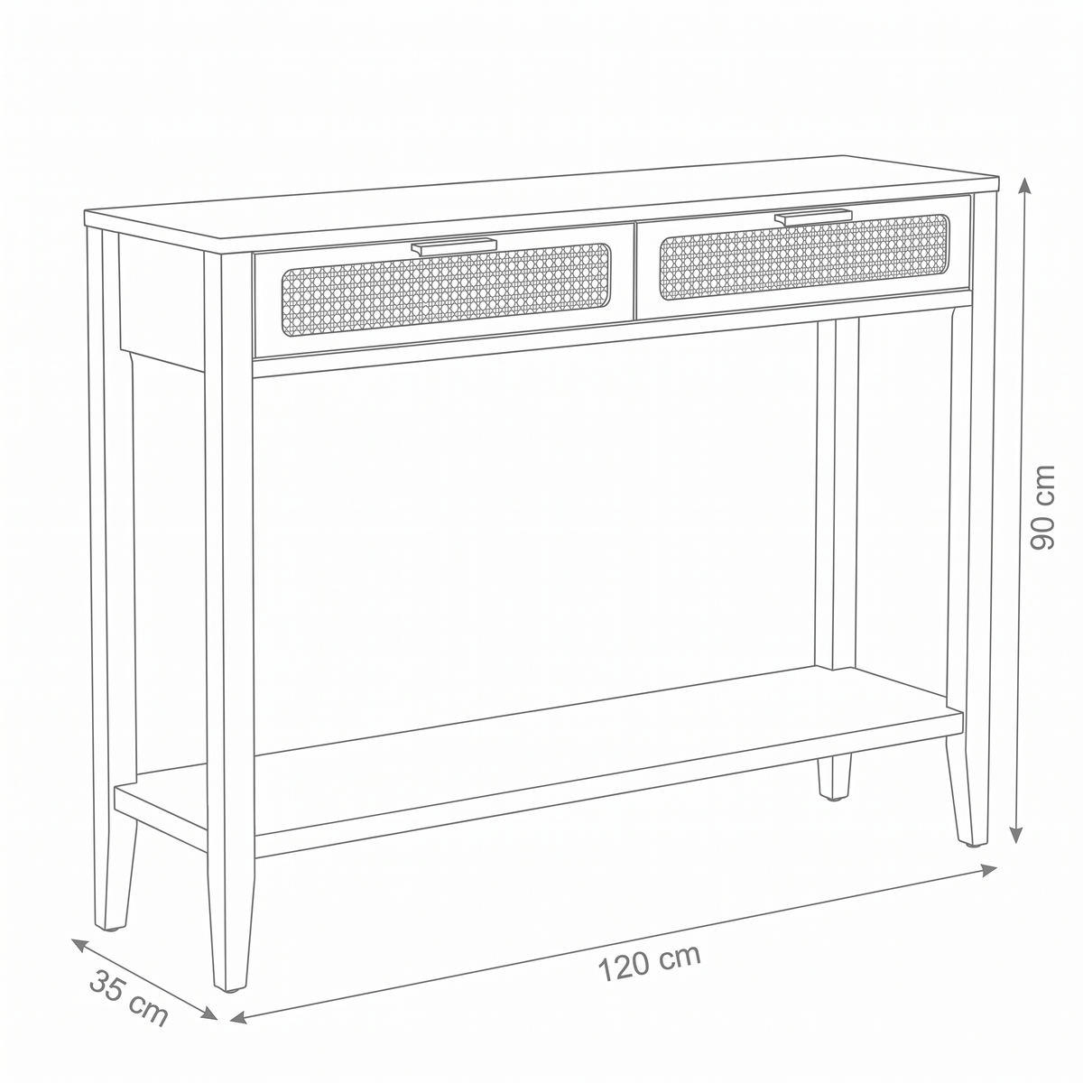 Rattan Console Table - dimensions