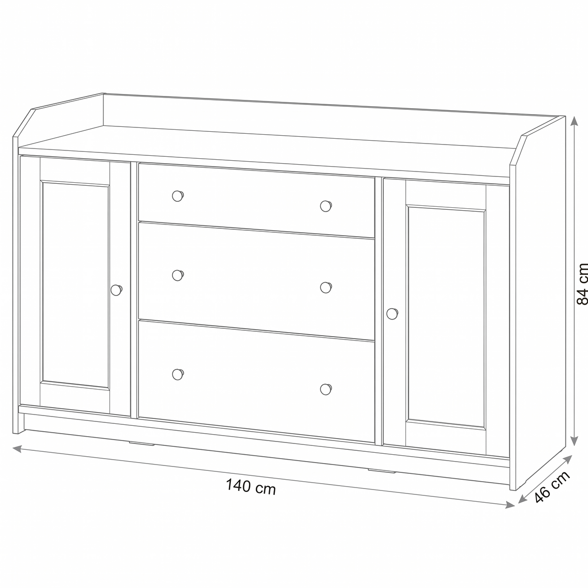 Classic White Sideboard - dimensions