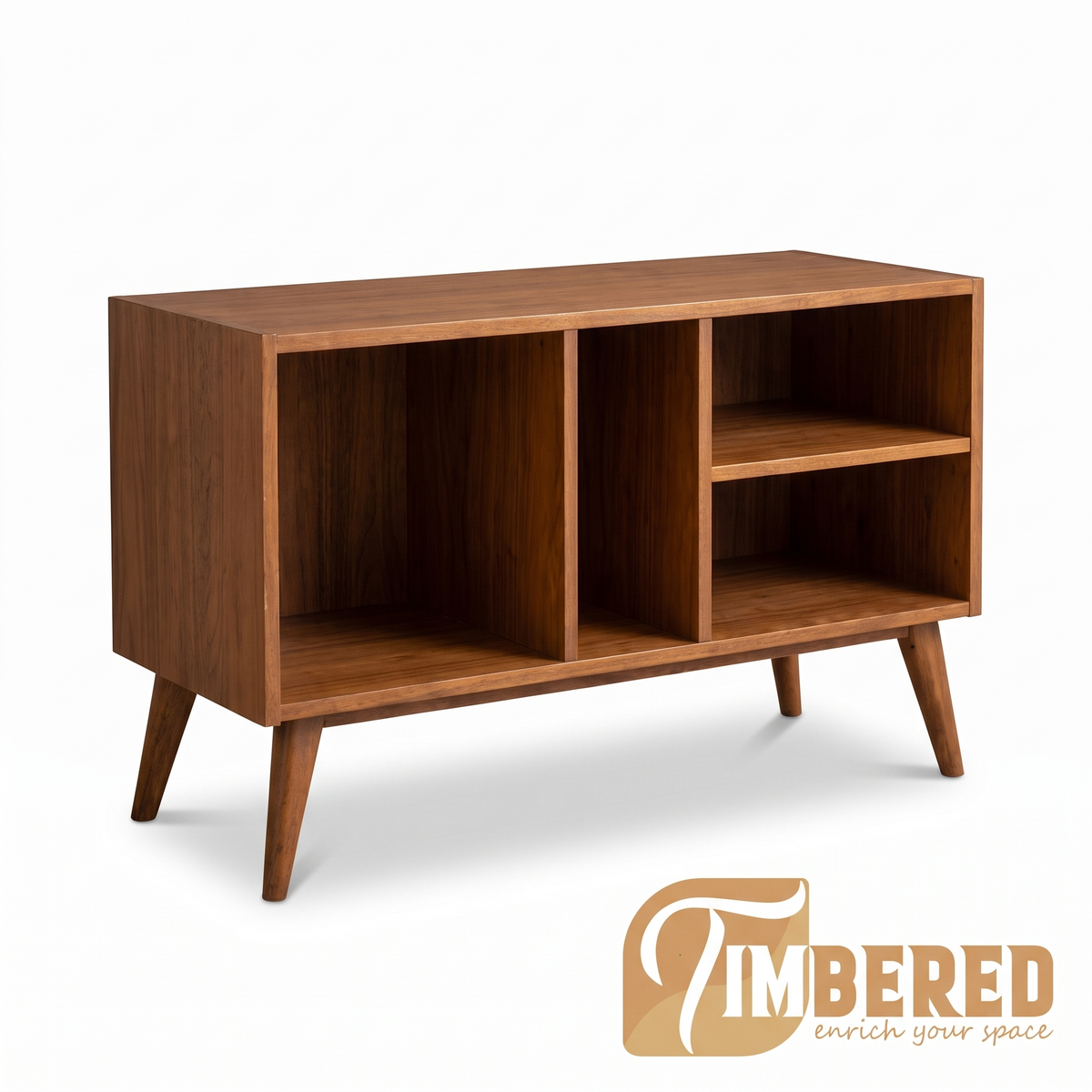 Mid-Century Record Cabinet - white background