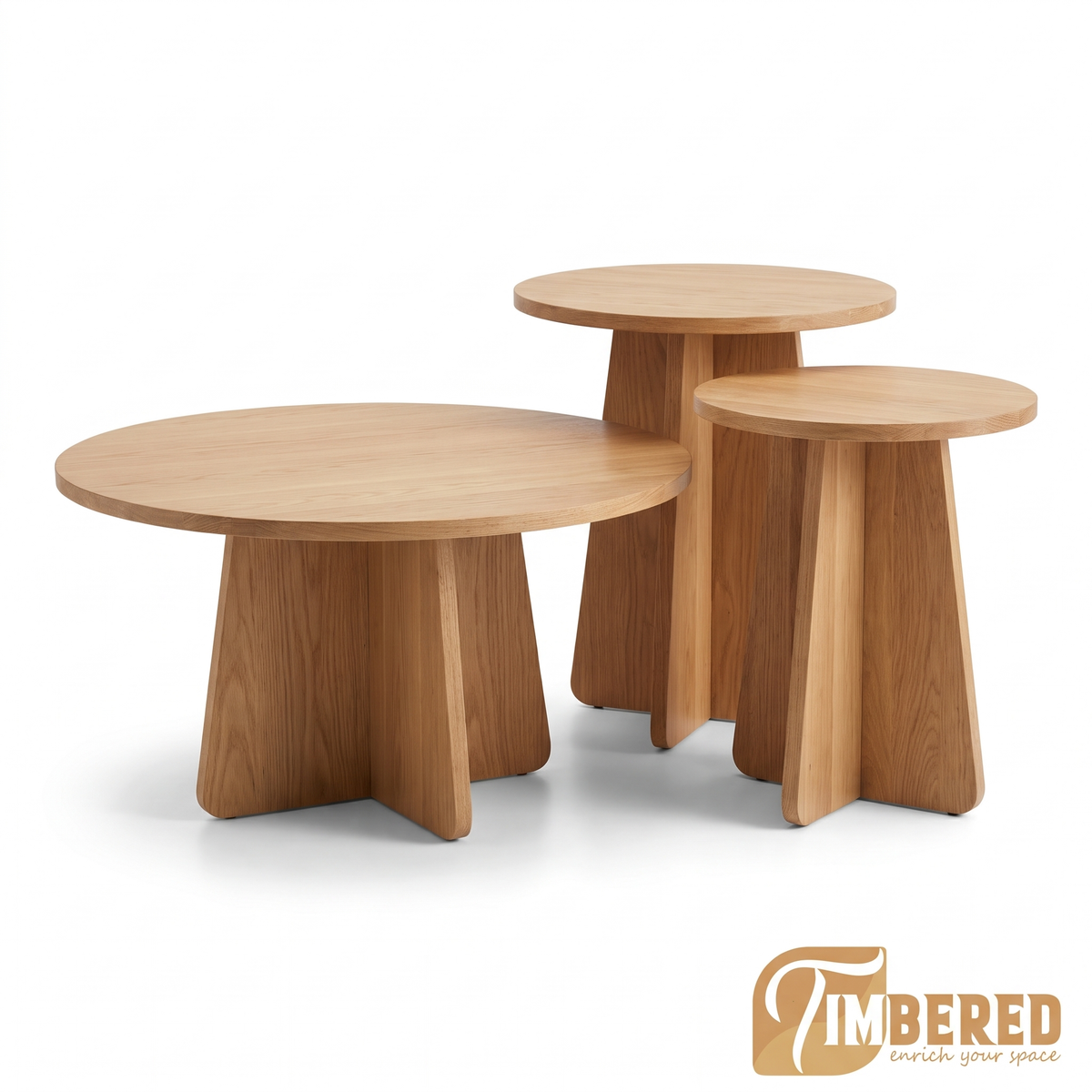 Cross Base Nesting Tables (Set of 3) - white background